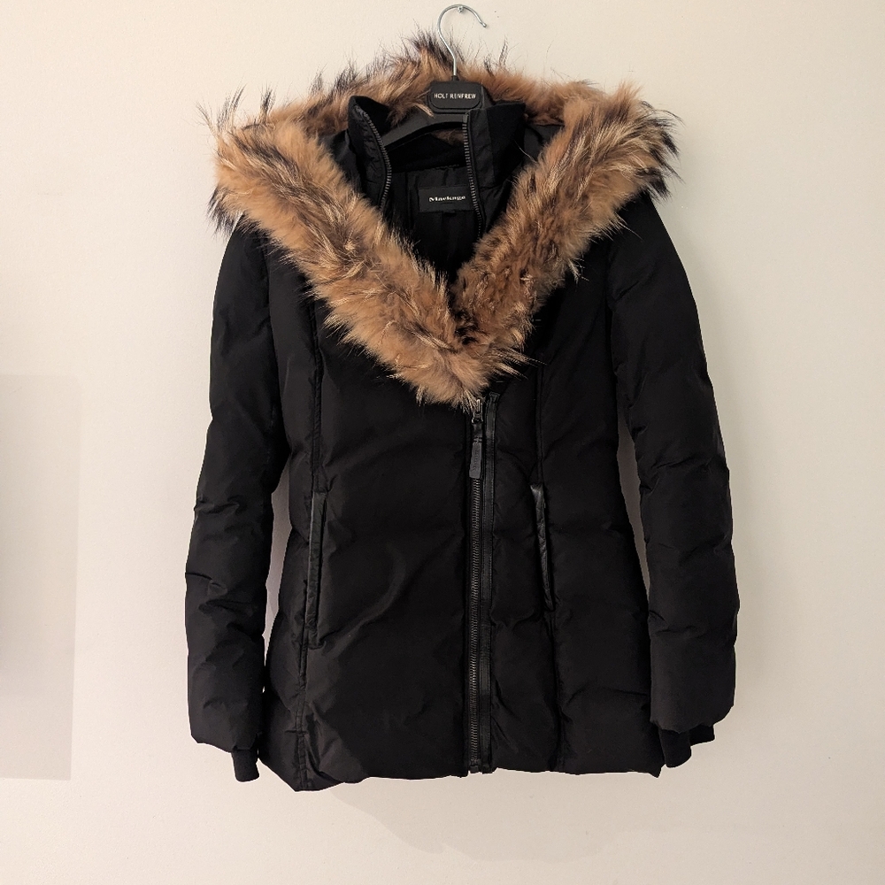 Black Faux Fur Trimmed Women's Jacket